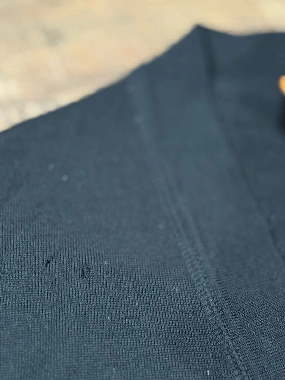 Tory Burch Merino Wool Black Sweater with Oversized Gold Logo Buttons *Flaws
